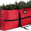 ZOBER Wide Christmas Tree Storage Bag - Maximum Accessibility - Fits 9 Ft Trees - 600D Oxford Fabric Christmas Tree Bag For Storage Box For Xmas - Strong, Durable Straps & Handles - Card Slot - Red