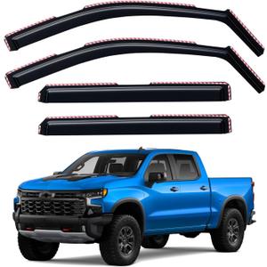 in-Channel Window Visors Rain Guards for 2019-2026 Chevy Silverado/GMC Sierra 1500 Crew Cab, Window Vent Wind Shades Deflectors