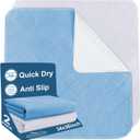 Bed Pads Washable Waterproof 34" x 36", 2 Pack Reusable Chuck Pads Incontinence Underpads Sheet Protector, Pee Pads for Adults, Elderly, Kids, Toddler and Pets, White and Blue
