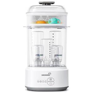 GROWNSY Bottle Sterilizer and Dryer, Compact Electric Steam Baby Bottle Sterilizer (Esterilizador de Biberones), Bottle Sanitizer for Baby Bottles, Pacifiers, Pump Parts, Grey