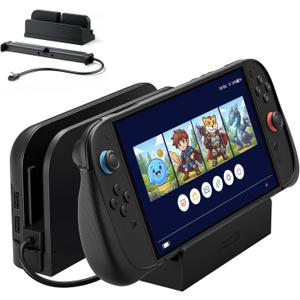 JSAUX Extender Cable with Stand for Switch 2 Dock, 35cm USB C Extension Cable for Thick Protective Cases, Fast Charging, 10Gbps Data, 4K@60Hz Video Output, 1:1 Dock Function Restore, Passive Cooling