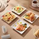 Appetizer Plates Set of 6, 6 Inch Porcelain Dessert Plates, White Stackable Square Salad Plates for Snack Steak Bread Butter, Chip and Scratch Resistant, Microwave and Dishwasher Safe