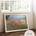 InSimSea Large Framed Vintage Wall Art for Living Room, Coastal Flower Wall Art Canvas Prints Painting Picture Landscape Retro Vintage Room Decor Aesthetic Bedroom, Wildflower Field,24 x 36 Inch