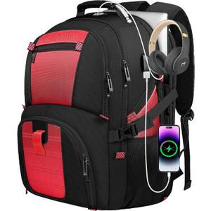 Travel Backpack for Men, 17.3 Inch Large Laptop Backpacks for Women, Large Capacity Laptop Computer College Backpack TSA Airline Approved Business Bag, Red