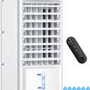 Evaporative Air Cooler, Swamp Cooler Air Conditioner w/ 12H Timer for Auto-off, 6 Upgraded Ice Packs, 3-Speed Windowless Air Conditioner, Smart Remote, Dual Tank Portable Air Cooler for Room