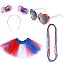 Canlierr Red, White, Blue Women Tutu Costume Accessories Set, Large