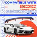 HECASA Rear Trunk Spoiler Wing Compatible with 2020-Present Chevy Corvette C8 Models, Trunk Lip Spoiler, Car Exterior Accessories Carbon Fiber Color