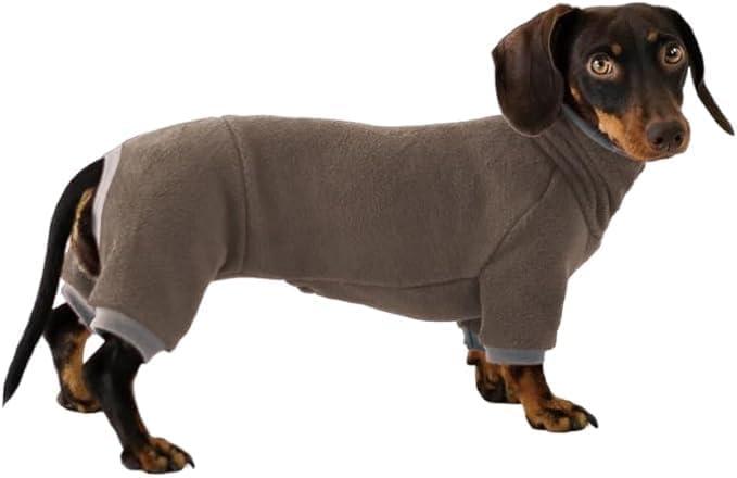 Dachshund Dog Turtleneck Sweater, Winter Warm Clothes for Dachshunds, Sausage Dog Winter Outfit (Brown,L)