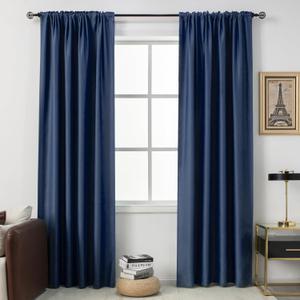 DUALIFE Navy Blackout Curtains 72 Inch Length Window Curtain Drapes for Bedroom Dark Blue Thermal Insulated Curtains for Living Room Rod Pocket 54 x 72 Inches Long Set of 2 Panels