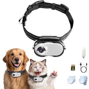 Cat Camera Collar, HD 1080P with Video Record Wireless Mini Sport Cam,Small Action Cameras,Body Camera for Pet Supplies/No WiFi/Stuff,Outdoor/with 32GB Memory Card