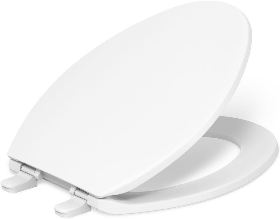 KOHLER K-4774-0 Brevia Elongated White Toilet Seat with Quick-Release Hinges And Quick-Attach Hardware For Easy Clean, White