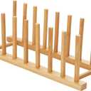 HBlife Bamboo Dish Plate Bowl Cup Book Pot Lid Cutting Board Drying Rack Stand Drainer Storage Holder Organizer Kitchen CabinetKeep Dry (Bamboo 8 Slots 1pcs)