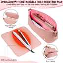 Hair Tools Travel Bag with Heat Resistant Mat, Portable 2 in 1 Hair Storage Bag for Curling Iron, Flat Irons, Straighteners and Haircare Accessories, Pink