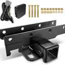 Tow Hitch 2 Inch, for Jeep Wrangler Hitch Trailer Kit with 4-Pin Wiring Harness Compatible with 2007-2018 JK JKU Hitch Receiver with Cover, 2 Inch Rear Bumper Towing Combo (2/4 Doors Unlimited)