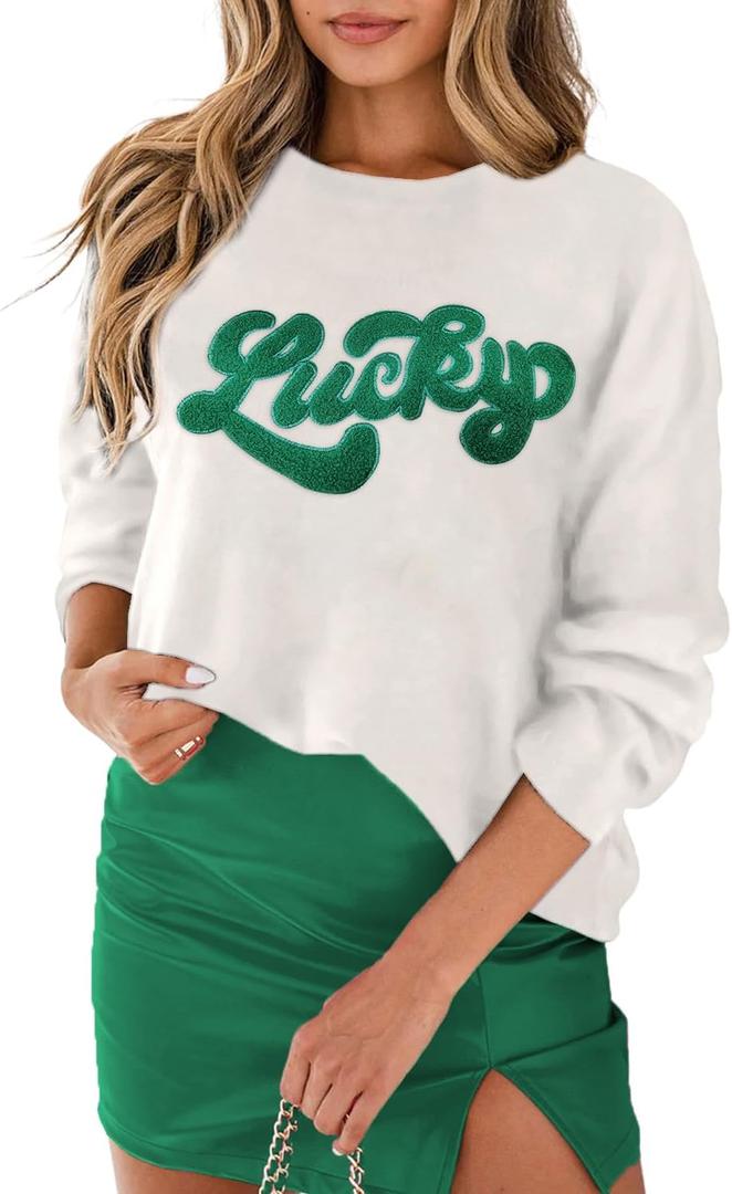 LEMAFER Women 2026 Merry Christmas Round Neck Sequin Letters Sweater Casual Solid Slogan Long Sleeve Pullover Sweatshirt Tops (White, S)