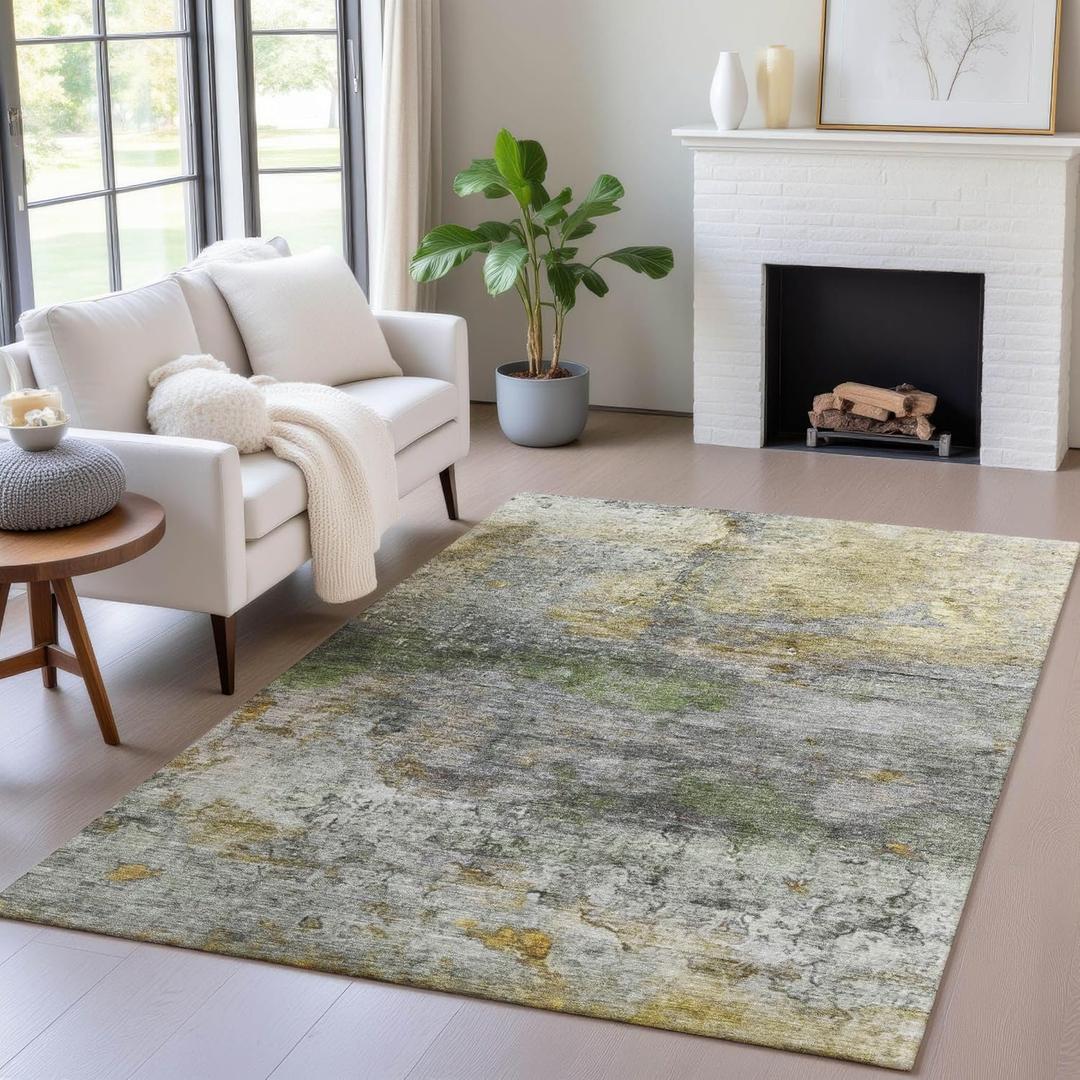Addison Rugs Chantille ACN2100 Olive 8' x 10' Indoor/Outdoor, Machine Washable, Easy Clean, Non Shedding, Bedroom, Living Room, Dining Room, Kitchen, Patio Rug