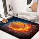 Large Area Rug Carpet Floor Washable Mats Rugs 5'x6' for Living Room Bedroom Home Decor 3D Basketball Fire Water