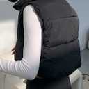 Womens Winter Warm Padded Crop Vest Lightweight Sleeveless Puffer Vest (Brown, XL)