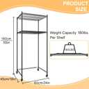 Mini Fridge Shelf with Wheels, Height Adjustable Mini Fridge and Microwave Stand, Over Mini Fridge Storage Rack for Dorm Apartment Kitchen Office Garage, Space Saving, 60x45x140cm