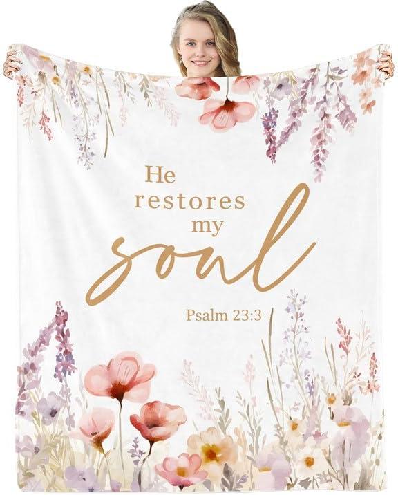 Christian Gifts for Women, Inspirational Birthday Gift for Women, Religious Gift for Woman, Christian Blanket, Scriptural Catholic Gifts for Christians, Cozy Warm Throw Blanket 50"X60"