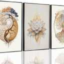 3PCS Tree of Life Canvas spiritual Wall Art Boho Sacred Geometry Posters Print Art Lotus Zen Pictures Wall Decor Abstract Yin Yang Fall feng Shui Artwork for Living Room Yoga Room Bedroom Home Decoration ( Poster No Frame)