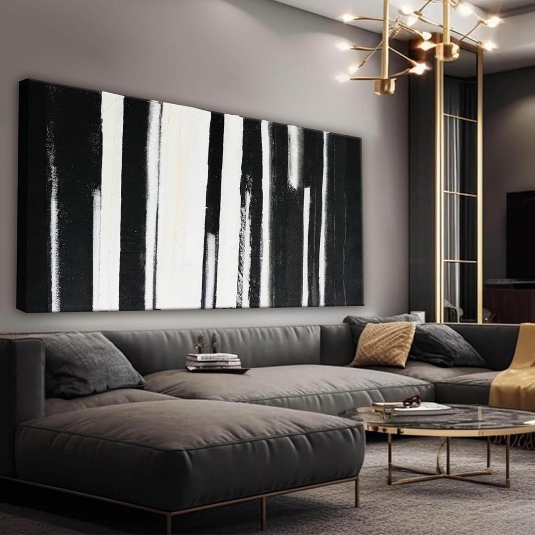 Canvas Wall Art Decor Black and White Wall Art Prints Wall Art Pictures for Living Room Framed Large Wall Art Decorations Abstract Canvas Art Wall Decor Bedroom Ofiice Decor 24 x 48 Inch