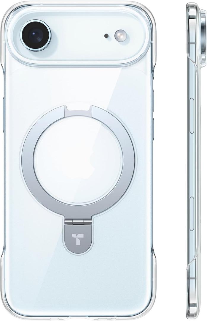TORRAS for iPhone Air Case, Slim Magnetic Stand, Open-Edge Frame with Thin Fit, Hard PC, Fit for MagSafe, Anti-Yellowing Phone Case for iPhone 17 Air, Daily Protection, Clear