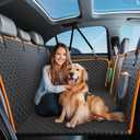 Hard Bottom Holds 420LBS, Dog Car Seat Cover for Back Seat, Back Seat Extender for Dogs, Back Seat Extender for Car Travel Bed with Mesh Window