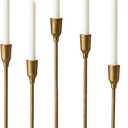 Mumufy 1 Pcs 5-Candle Gold Cast Iron Tabletop Candelabra Christmas Metal Candlestick Holders 17 Inch 5 Candle Candlestick Holders for Christmas Table Mantel Dinner Wedding Gift(Candle Not Included)