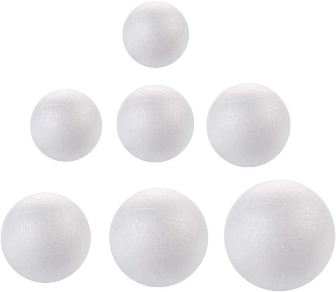DIYASY 100 Pcs 2-8cm White Smooth Foam Balls for Arts & Christmas Ornaments,Polystyrene Round Balls for DIY Crafting and Decoration.