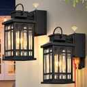 Outdoor Wall Light Fixtures with GFCI Outlet, Black 2-Pack Dusk to Dawn Outside Lighting Fixture, Waterproof Anti-Rust Exterior Lights Fixtures, Porch Light for Front Door, Garage, Backyard D2D 