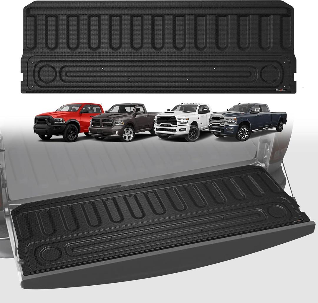 TripleAliners Truck Mat Compatible with 2009-2018 Ram 1500 & 2009-2026 Ram 2500/3500 & 2019-2024 1500 Classic Standard Tailgate Accessories, Tailgate Mat Custom Fit All Weather Protection Pickup Liner