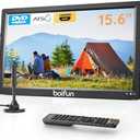 Boifun 15.6" Portable TV with Antenna, DVD Player Built-in, FM Radio, 5000mAh Battery, Support HDMI Input/USB/TF/AV Out and Multiple Disc Formats, Small TV DVD Combo for Camping Patio RV Kitchen,Black