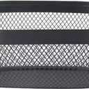 Metal Mesh Steel Basket, Oval Metal Wire Storage Organizer Baskets Multi Functional Kitchen Baskets Countertop Fruit Baskets Garden Harvest Basket for Kitchen Picnic Decor Cabinet Home, Black