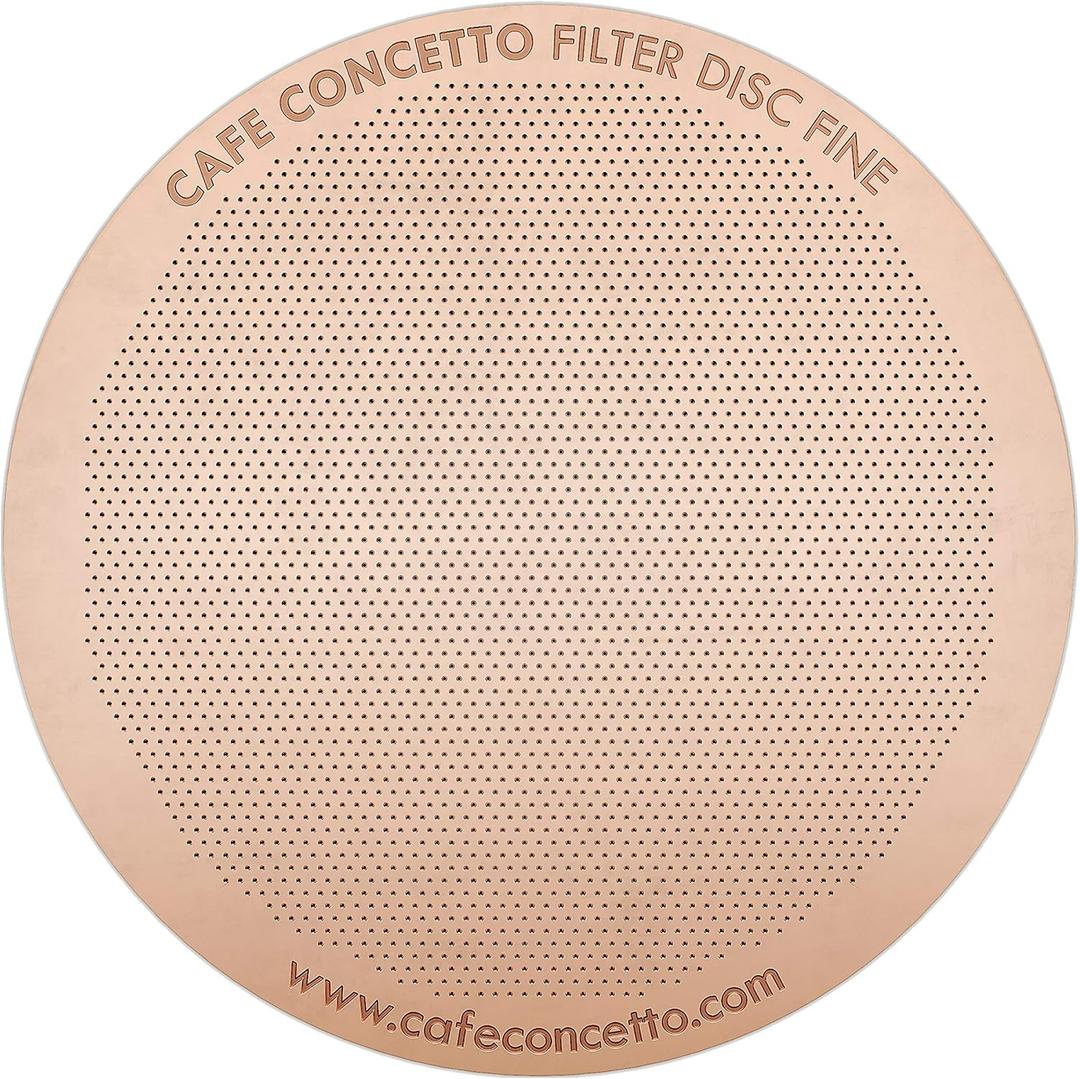 4 x Filter for use in AeroPress Go/AeroPress Coffee Makers - Disc Fine - Reusable - Premium Coated Stainless Steel (Rose Gold, Metal) - Brew Tips Included