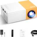 PVO Mini Projector Portable For Cartoon, Outdoor Video Projectors, LED Pico Movie-Projector for Home Theater, Kids Gift, Video Can Be Easily Mirrored Directly to The Projector Via Data Cable
