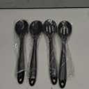 Boao 4 Pcs Silicone Spoons for Cooking 10.6 Inch Large Nonstick Serving Spoons Heat Resistant Slotted Spoon for Mixing & Stirring Kitchen Cooking Utensils, Dishwasher Safe(Black)