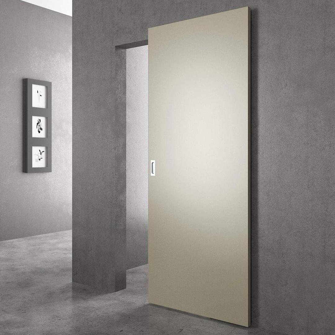 47" Concealed Sliding Barn Door Hardware and Track Floating Wall MountSoft Closing(Newly Upgraded 4-Wheel Pulley)