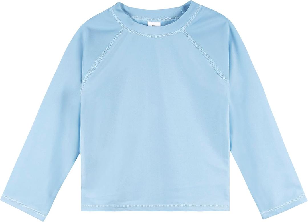 Gerber Unisex Baby Toddler UPF 50+ Long Sleeve Rashguard Swim Shirt (2T, Light Blue)