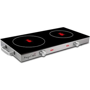 MegaChef Ceramic Infrared Double Cooktop, 25 Inch, Black