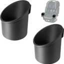 2 Pcs Car Seat Cup Holders Compatible with 4Ever DLX Car Seats, Dishwasher Safe Single Cup Holder, Durable Replacement Accessory for Toddler Car Seats, Fits Left or Right Side (Black)