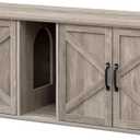 Feandrea Double Cat Litter Box Enclosure, Modern Litter Box Furniture Hidden for 2 Cats, Front Entry, Cat House, Side End Table, TV Stand, 59 x 19 x 19.5 Inches, Heather Griege UPCL010G01