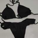 Women Two Piece Bikini Set - Sexy Halter Triangle Bikini Top with High Cut Cheeky Bikini Bottom Swimsuits, S