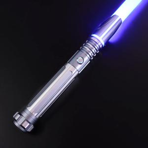 Dueling Light Saber, Motion Control Light Sabers for Adults,Smooth Swing Light Saber with 16 Sound Fonts,RGB 12 Colors Changeable, Metal Hilt for Halloween Cosplay Party,Birthday Xmas Gift, Grey,S9 (Gray)
