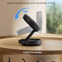 Gaiatop Foldable Small Desk Fan with LED Night Light, Wireless 6000mAh Battery Powered Portable Fan USB Rechargeable, Bedroom Office Dorm Travel Camping Cruise Essentials, Gifts for Women Men, Black