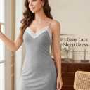 Girece Sexy Night Gowns for Women Lace Trim Sleep Dress Babydoll Lingerie Dress V Neck Lace Nighty (XL)