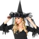 Rubies Deluxe Witch Hat with Tulle for Adults, Women's No Size (Black)
