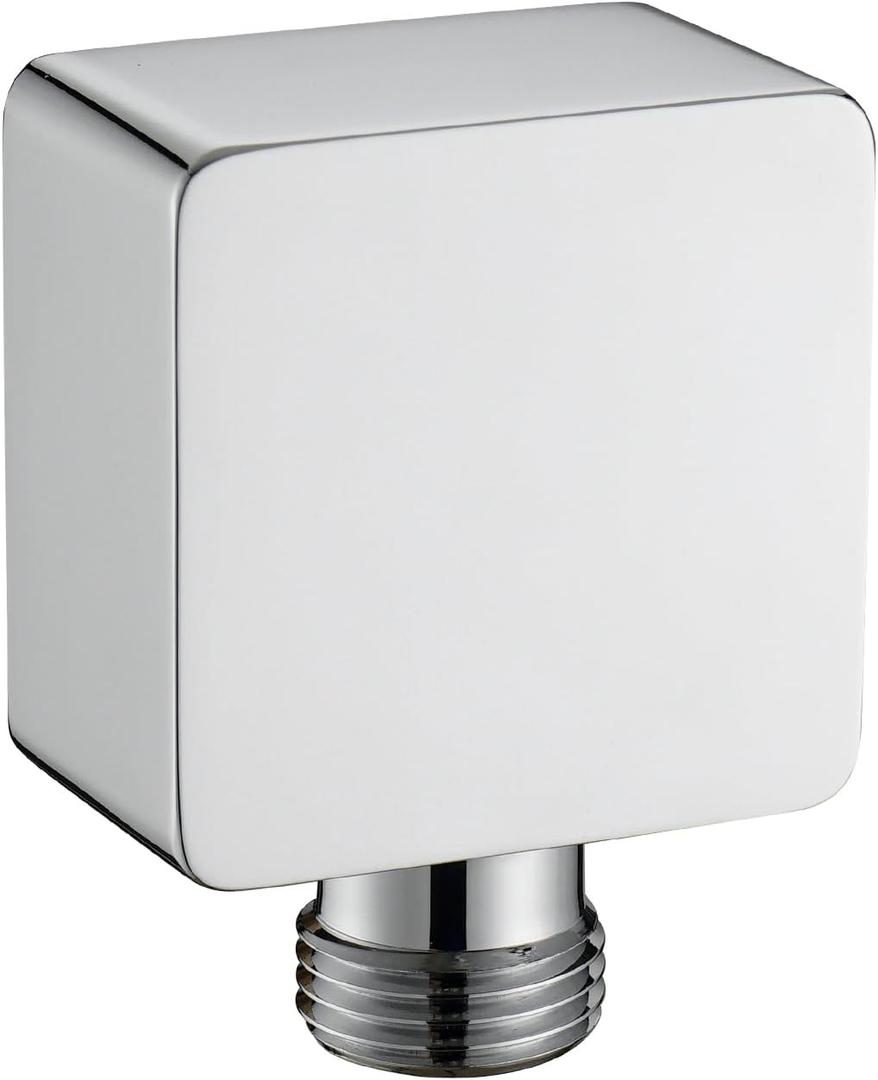 Wall Supply Elbow for Handshower, Brass Square Wall Mount Shower Hose Connectorm1/2"for Handheld Hand Shower-Chrome