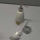 12oz Dish Soap Dispenser with 2 Pumps for Hand Soap, Shampoo, Lotion, Conditioner, Ceramic Refillable Soap Bottle with Silicone Funnel for Valentine's Day Bathroom, Kitchen, Speckled White