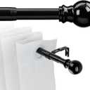 1 Inch Adjustable Grommet Curtain Rod-Black Curtain Rods for Windows 34 to 68" Drapery, Heavy-Duty living room curtain rod with 2 Brackets,Curtain ring for Bedroom, Kitchen Outdoor Patio
